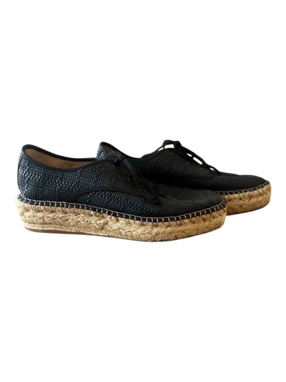 Gaimo Spanish Jute Platform Lace-Up Espadrilles | Navy Woven | Size 40 US 9-9.5